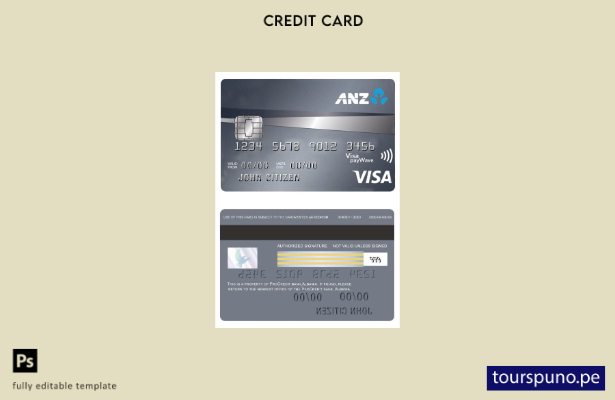 lista para imprimir plantilla de tarjeta de visa de crédito Australia ANZ Platin